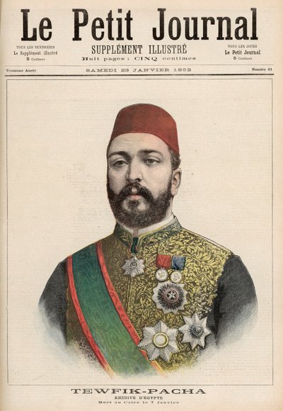 Twefik Pasha, Khedive of Egypt, Died in Cairo, 7th January, from 